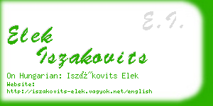 elek iszakovits business card